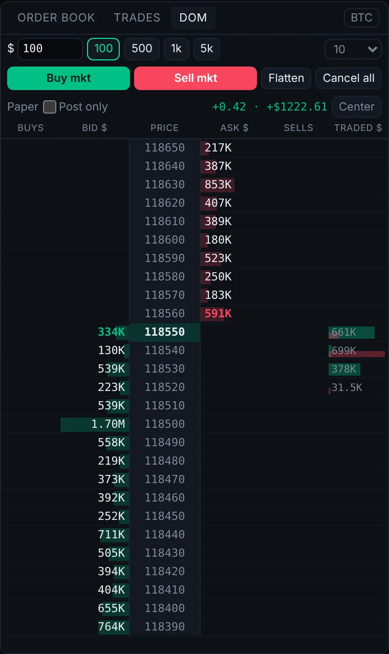 Depth of market price ladder