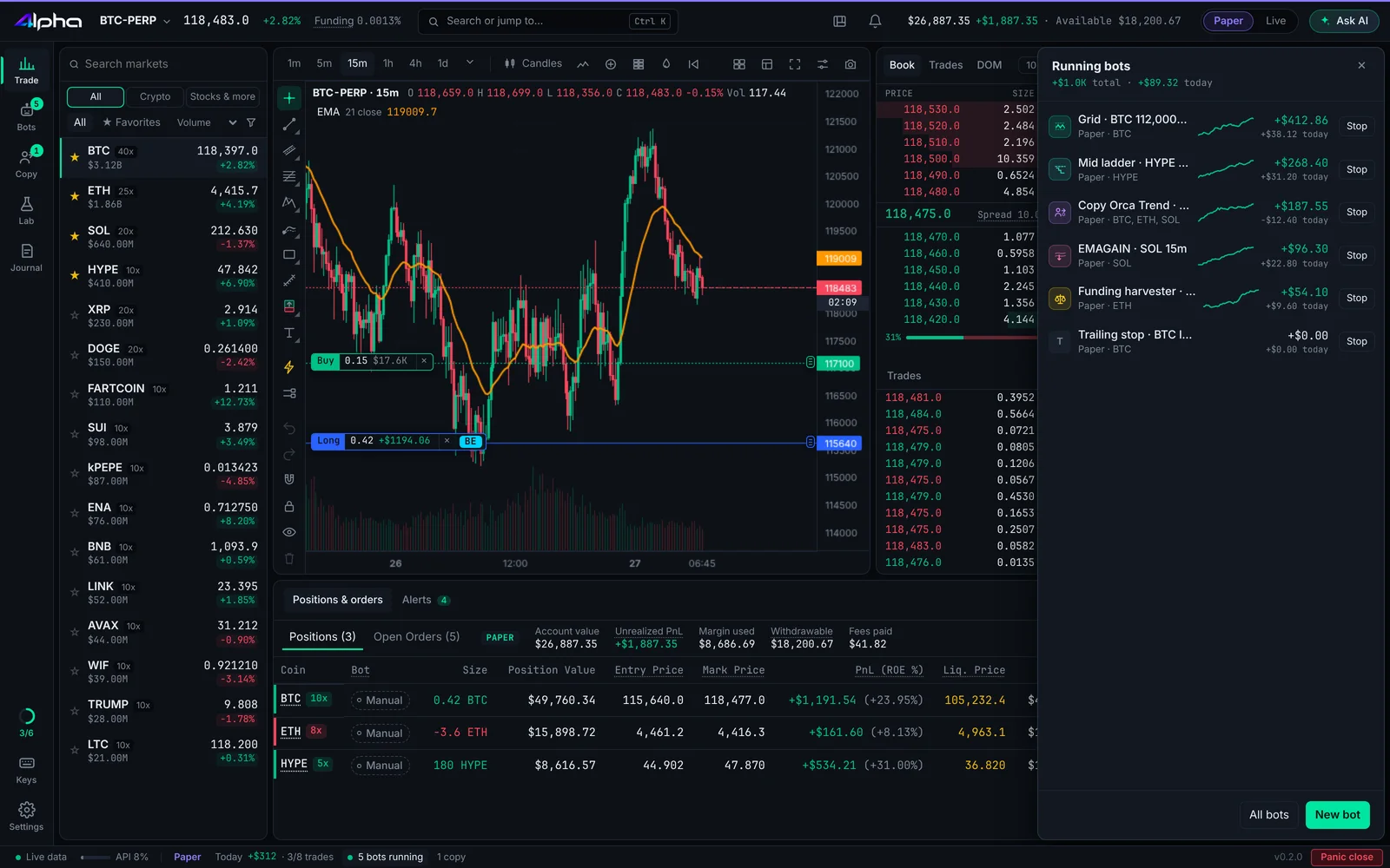 4lpha · The free pro trading terminal for Hyperliquid